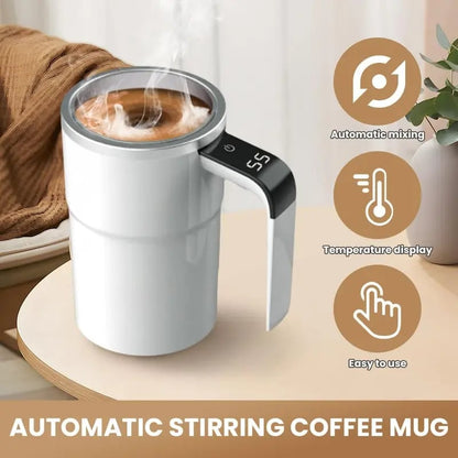 Electric coffee mug with a built-in LCD thermometer, perfect for brewing coffee, milk, cocoa, etc. 3