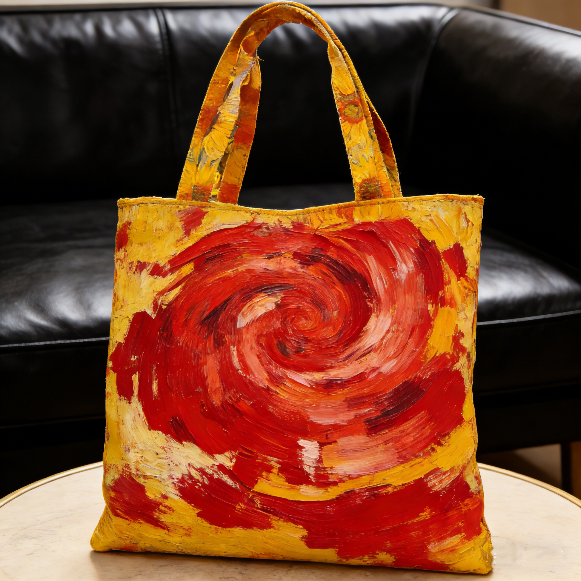 Abstract Swirl Print Quilted Tote Bag FGLU7285