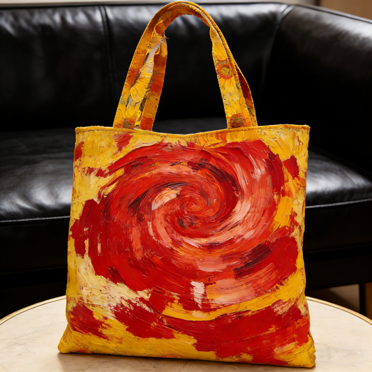 Abstract Swirl Print Quilted Tote Bag FGLU7285