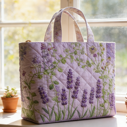 Pale Purple Lavender Quilted Tote Bag