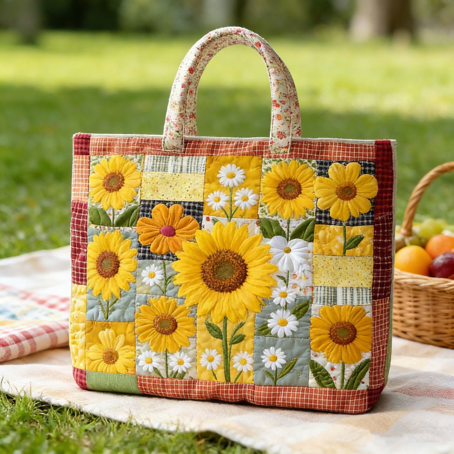 Sunny Sunflower Quilted Tote Bag