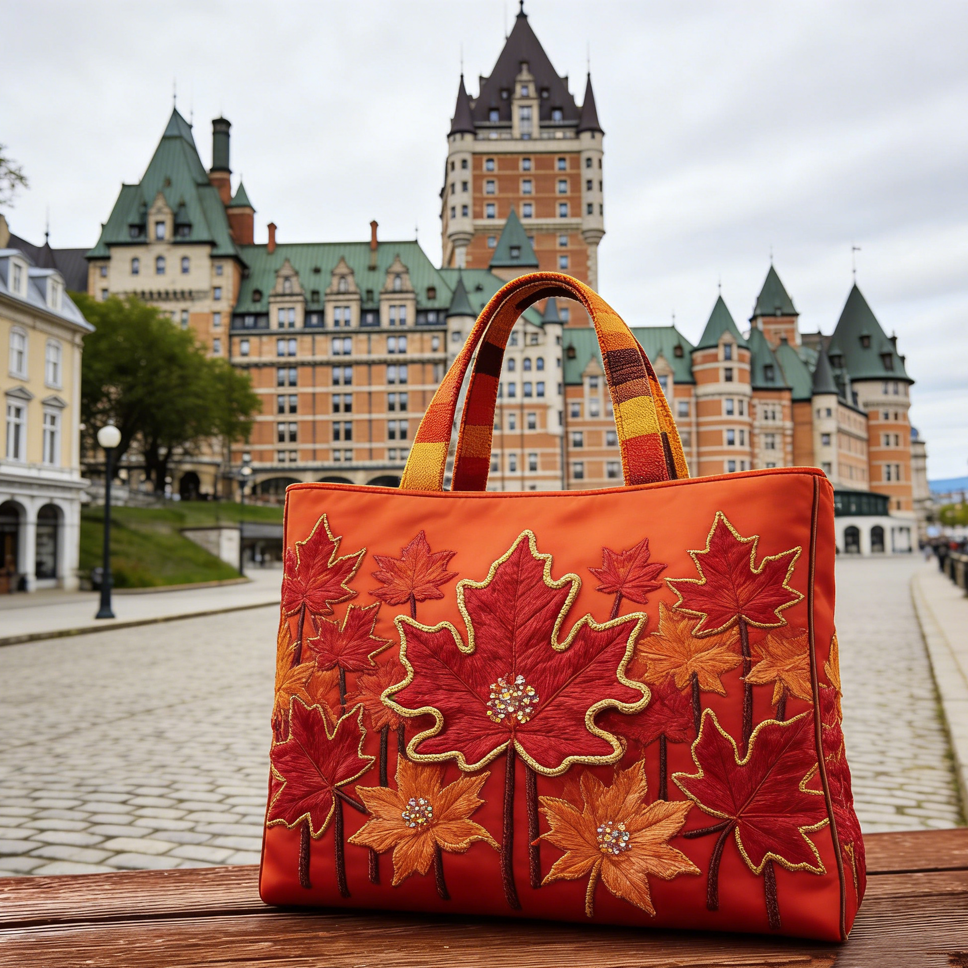 Quilted Canadian Maple Tote Bag