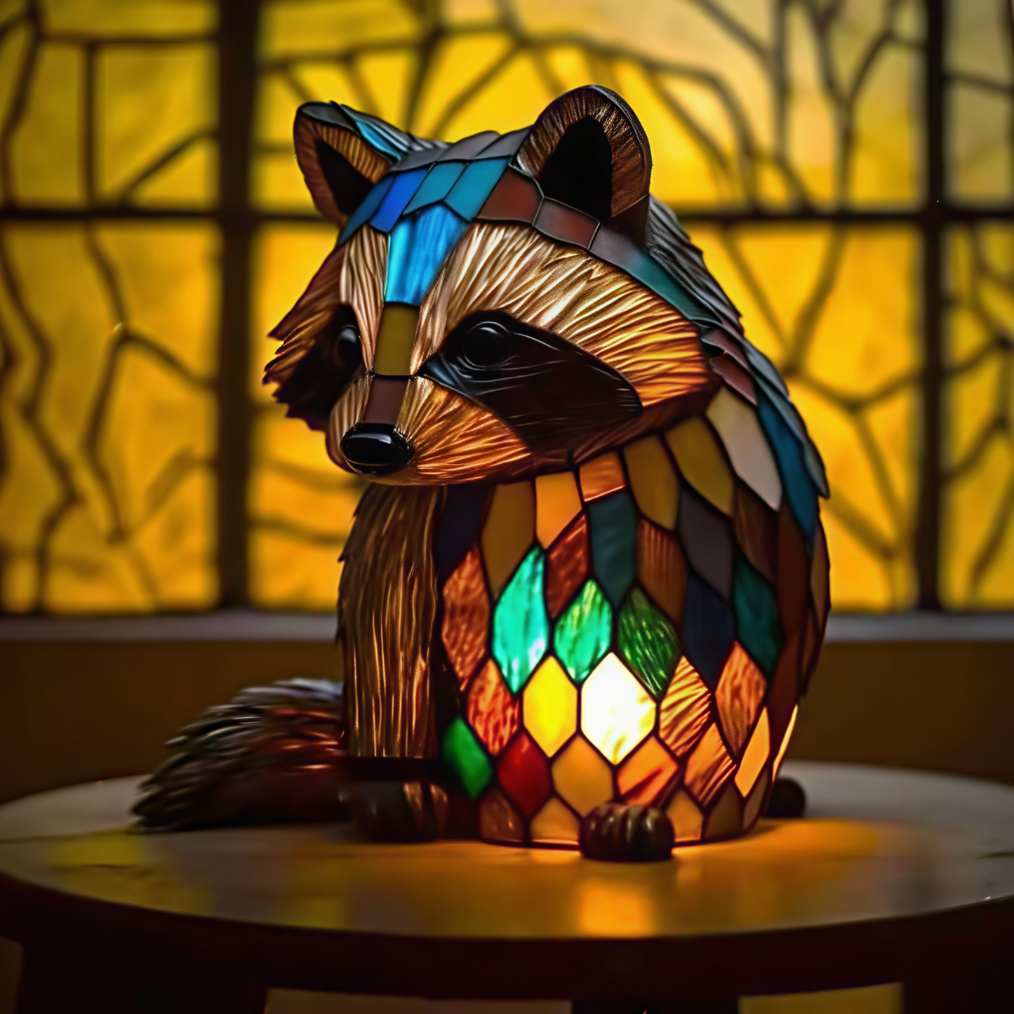 Raccoon Resin Art Lamp