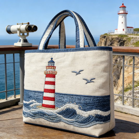 Seaside Beacon Quilted Tote Bag