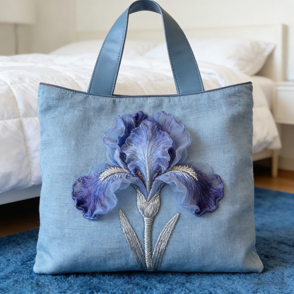 Quilted Blue Iris Tote Bag