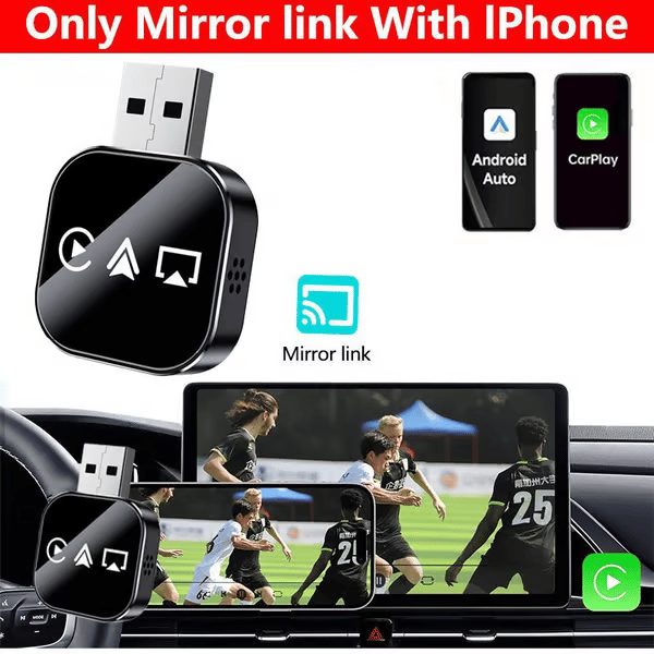 2026 Upgrade 3 in 1 Screen Mirror iOS Phone, wired to wireless Carplay adapter 6