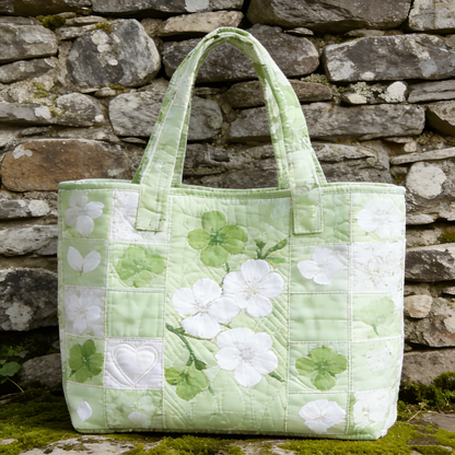 Clover & Floral tqbu9563 Quilted Tote Bag