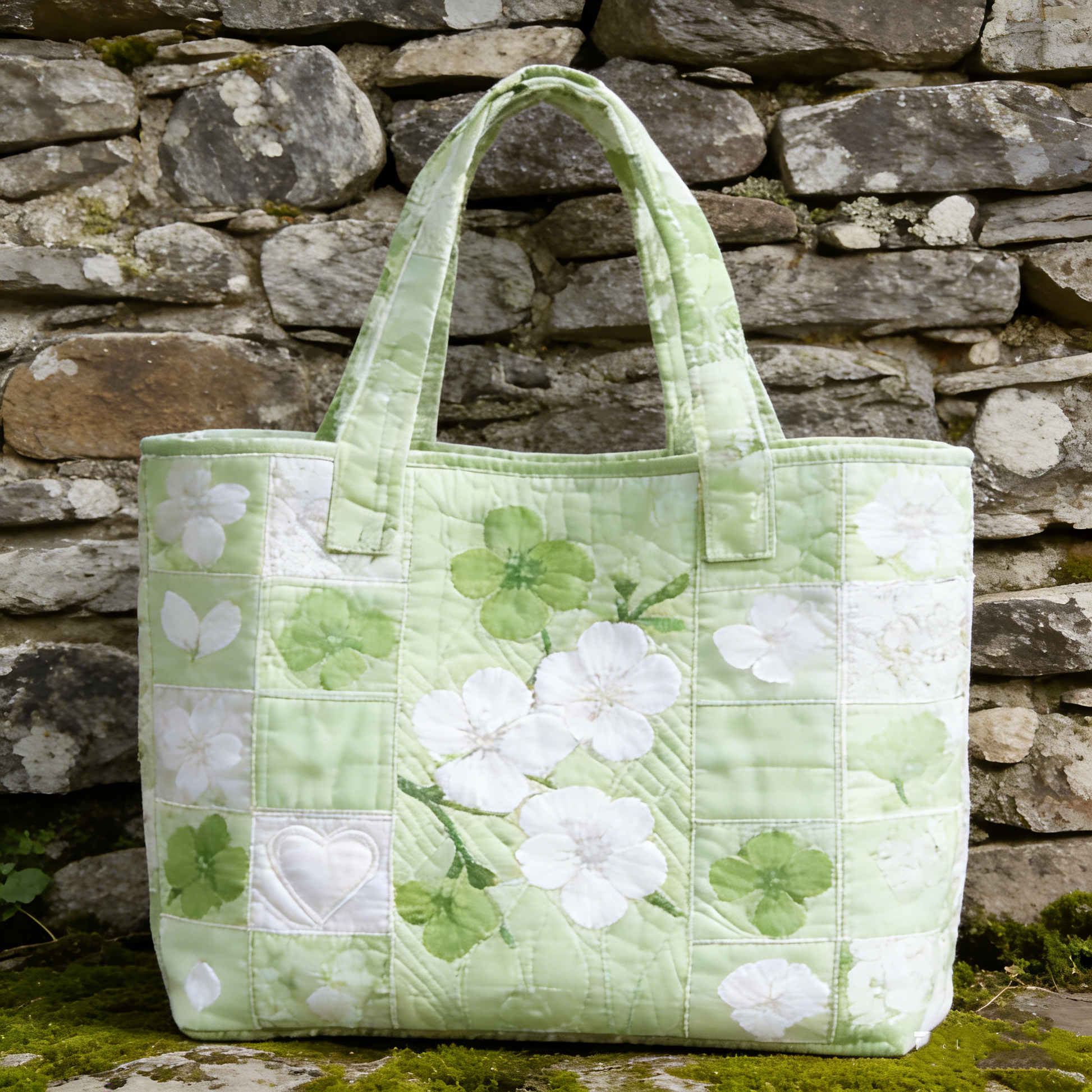 Clover & Floral Quilted Tote Bag tqbu9563