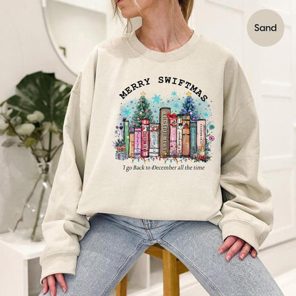 Swiftie Merry Christmas For Booker Book Lover Album Name Song Sweatshirt