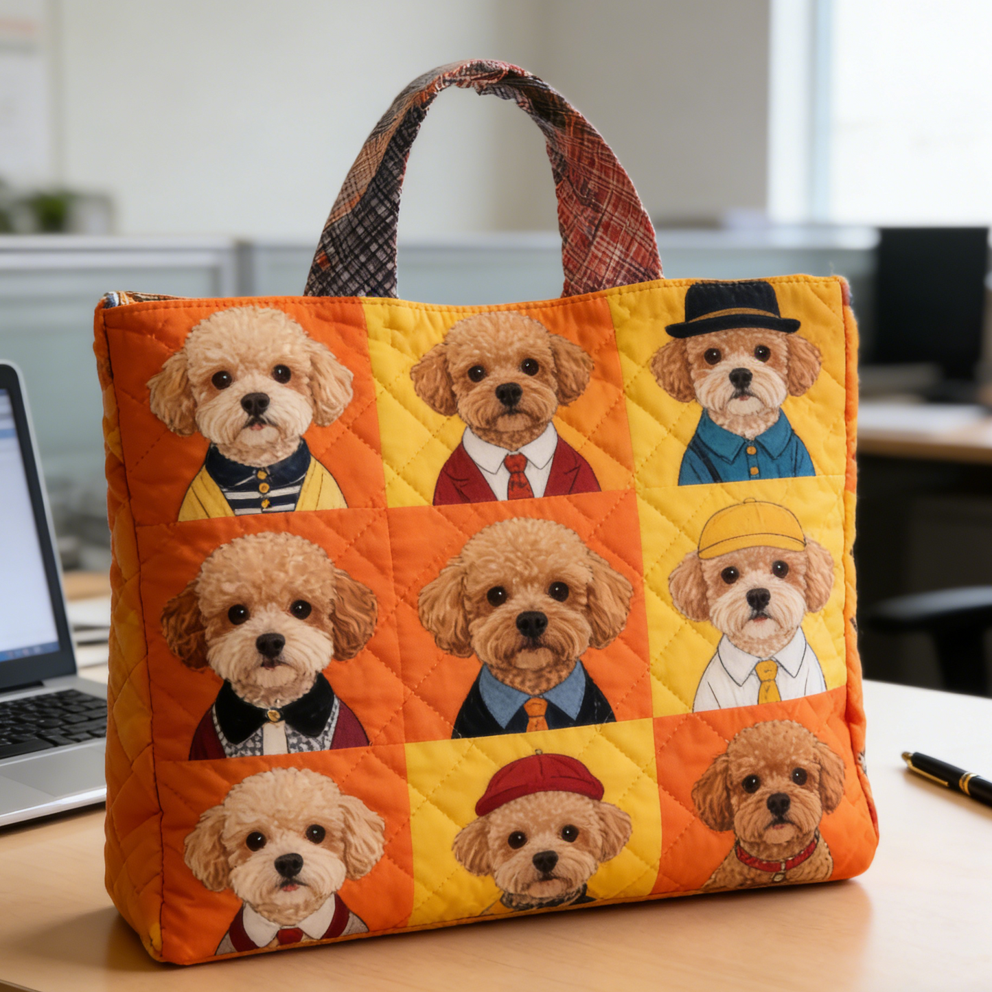 Dressed Up Poodle Quilted Tote Bag
