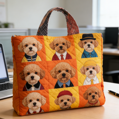 Dressed Up Poodle Quilted Tote Bag