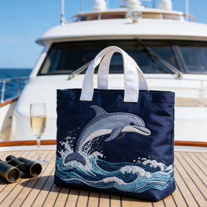 Marine Luxury Embroidery Canvas Tote Bag