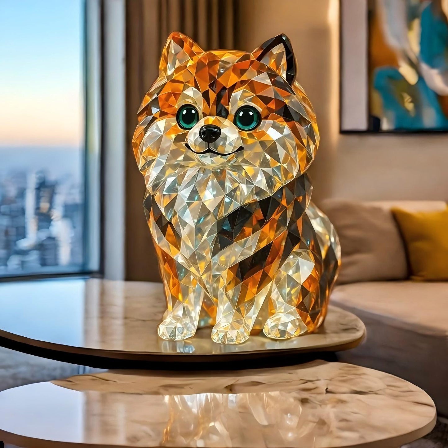 Pomeranian Crystal Art Figurine