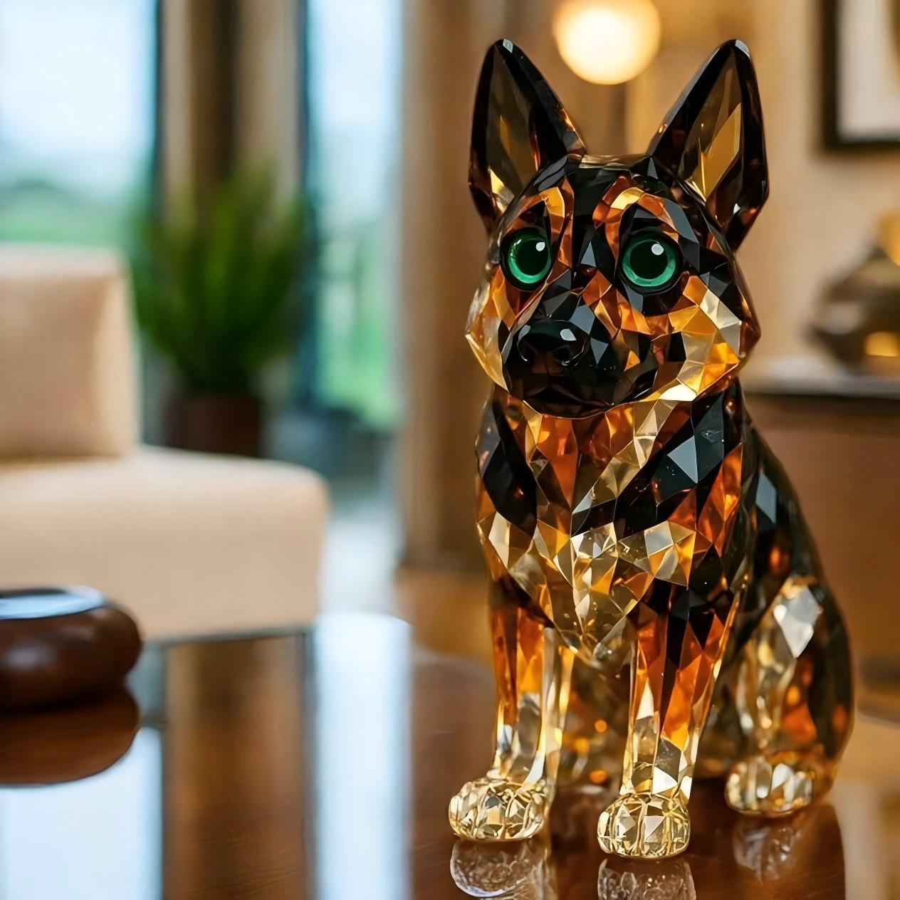 German Shepherd Crystal Art Figurine