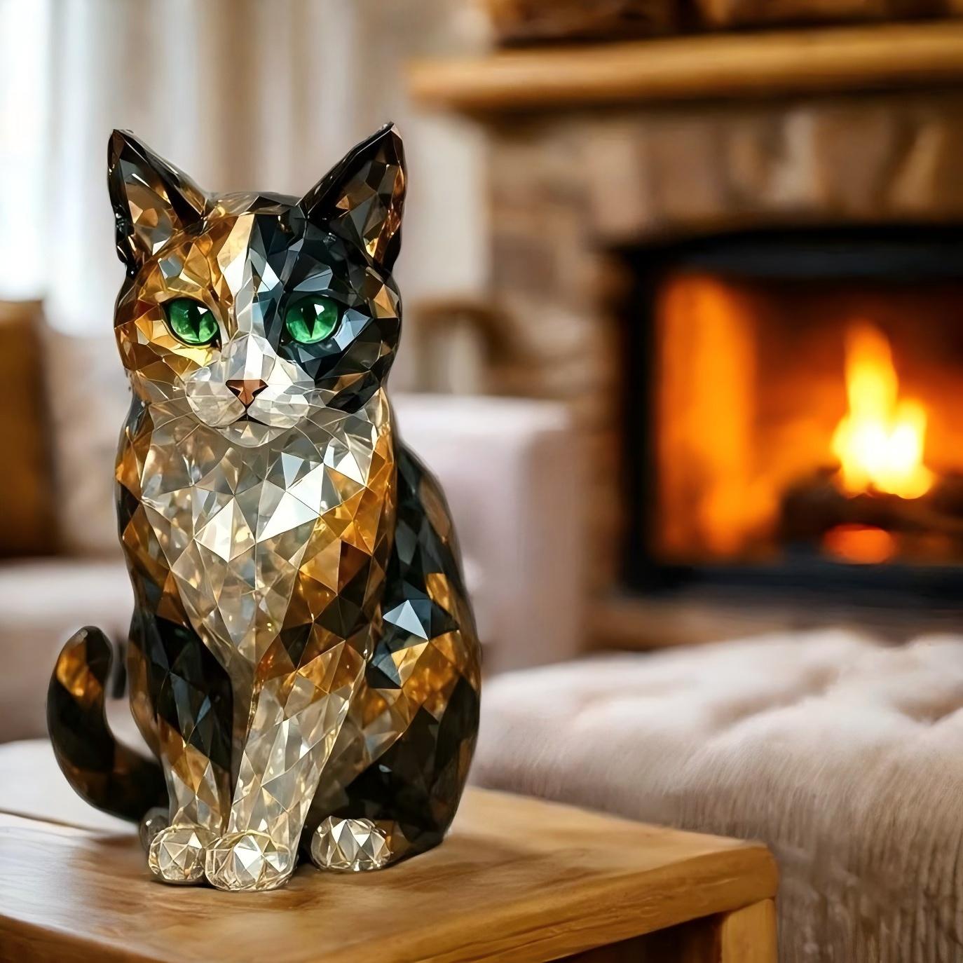 Mystical Cat Crystal Art Figurine