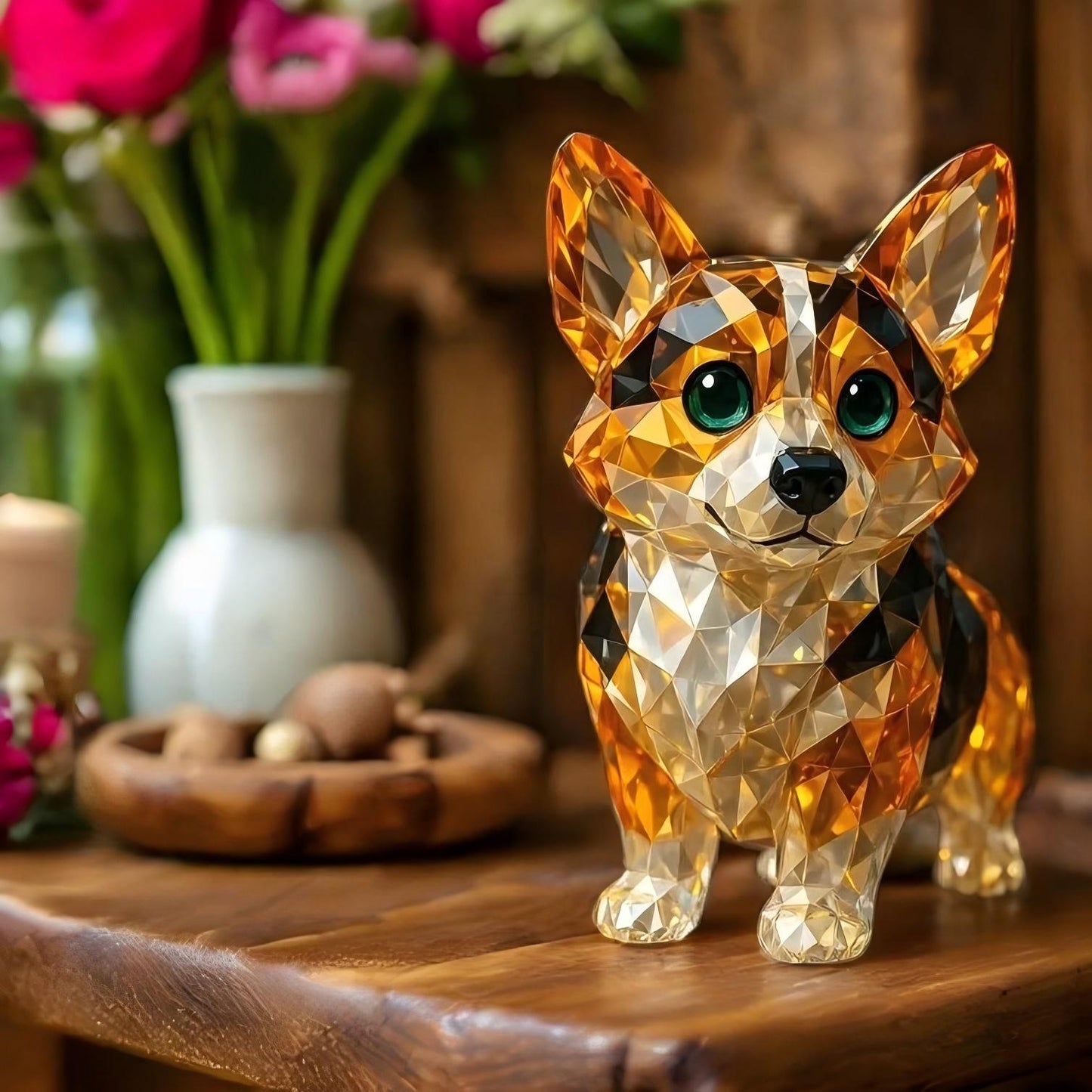 Corgi Crystal Art Figurine