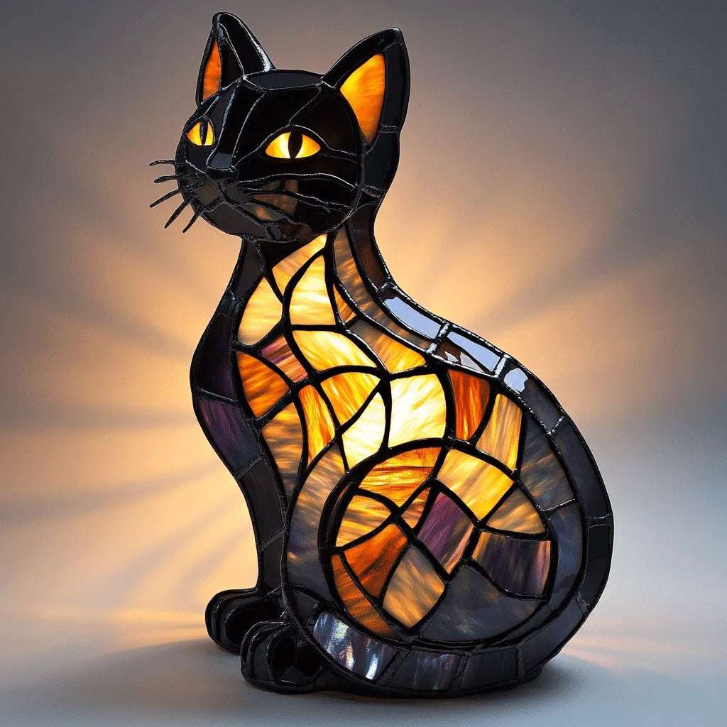 Mystic Cat Resin Art Lamp