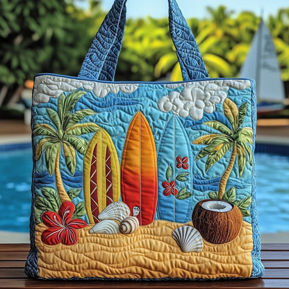 Tropical Beach Dreams Quilted Tote Bag