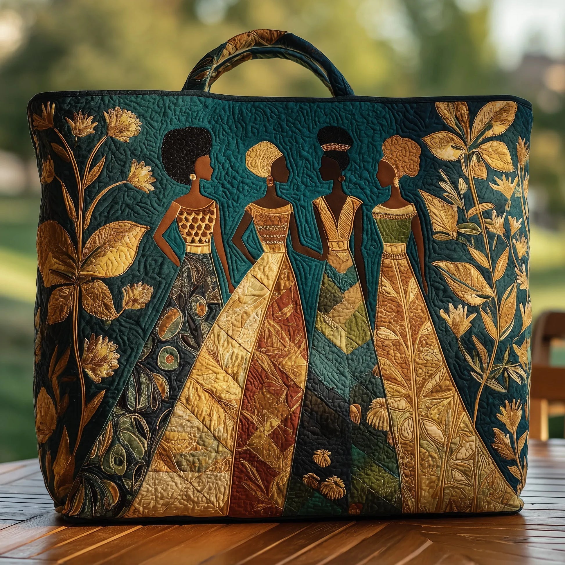 Golden Queens Quilted Tote Bag
