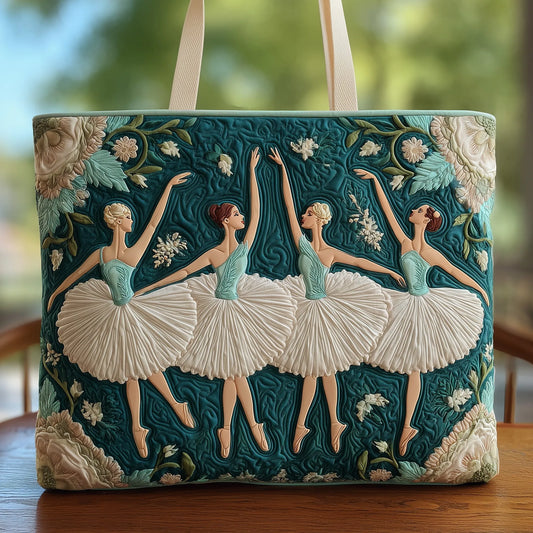 Elegant Ballerina Quilted Tote Bag