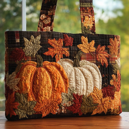 Autumn Pumpkin Quilted Tote Bag