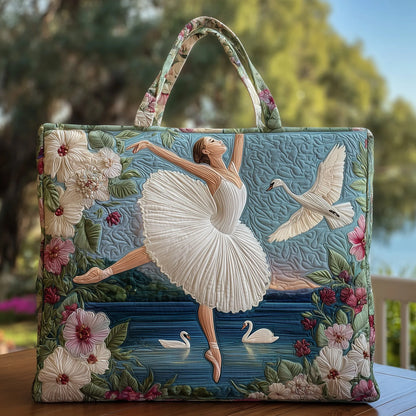Elegant Ballerina Quilted Tote Bag