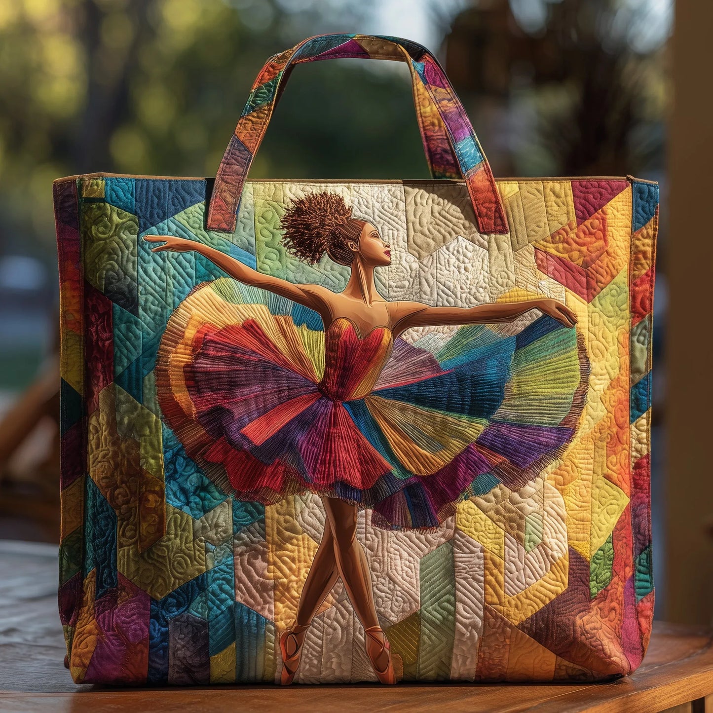Elegant Ballerina Quilted Tote Bag