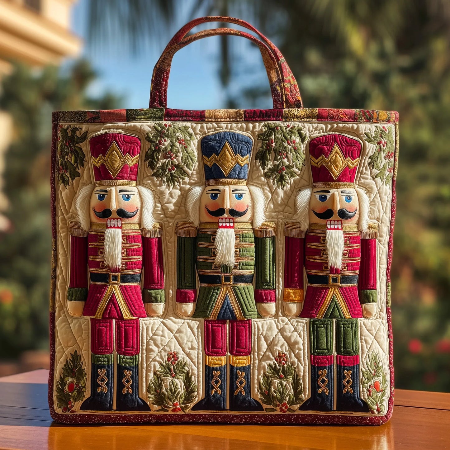 Festive Nutcracker Quilted Tote Bag