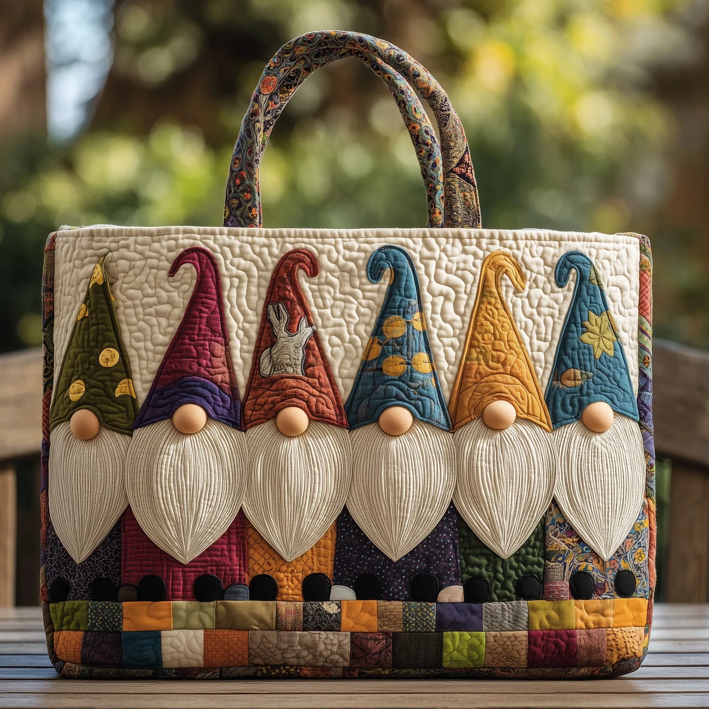 Adorable Gnomes Quilted Tote Bag