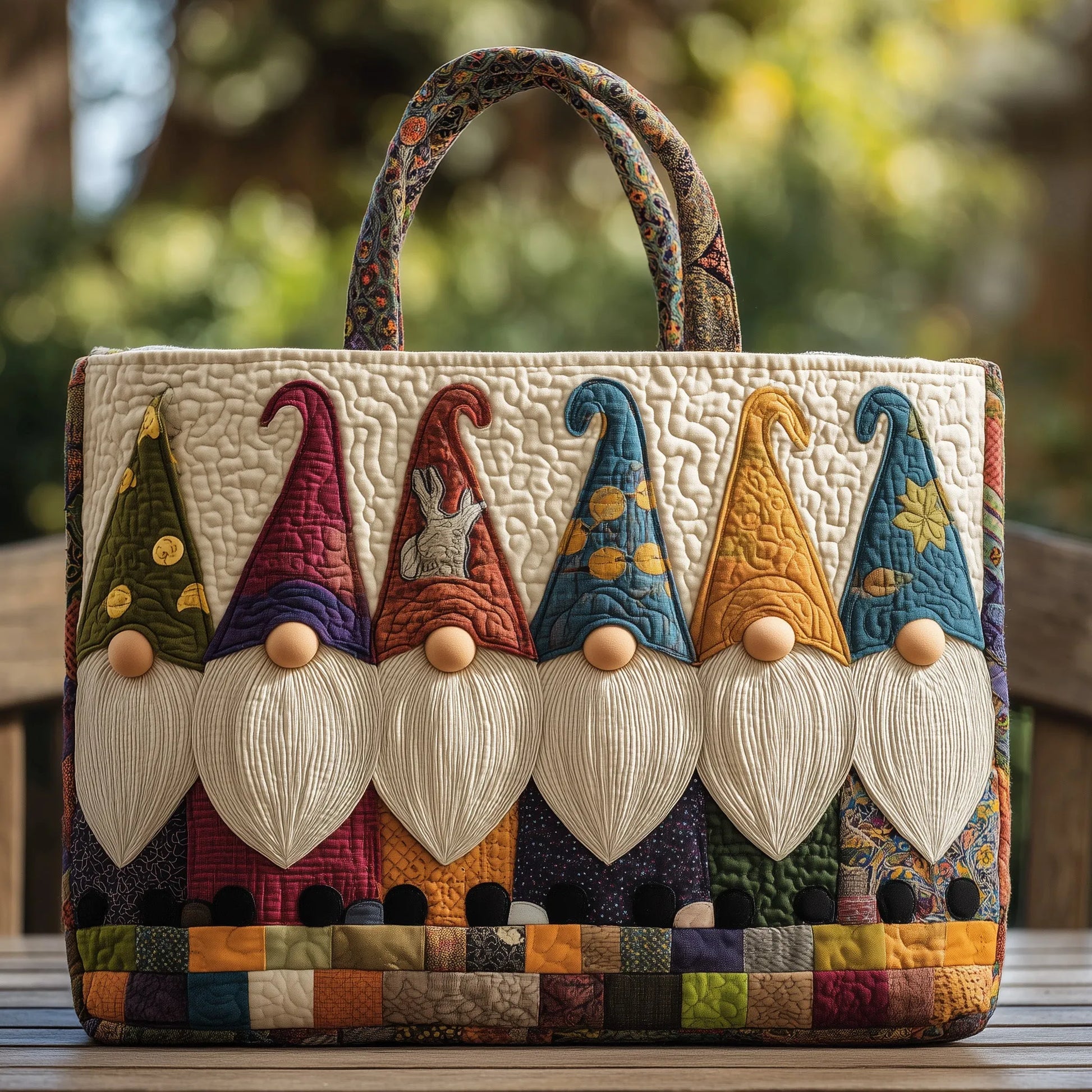 Adorable Gnomes Quilted Tote Bag