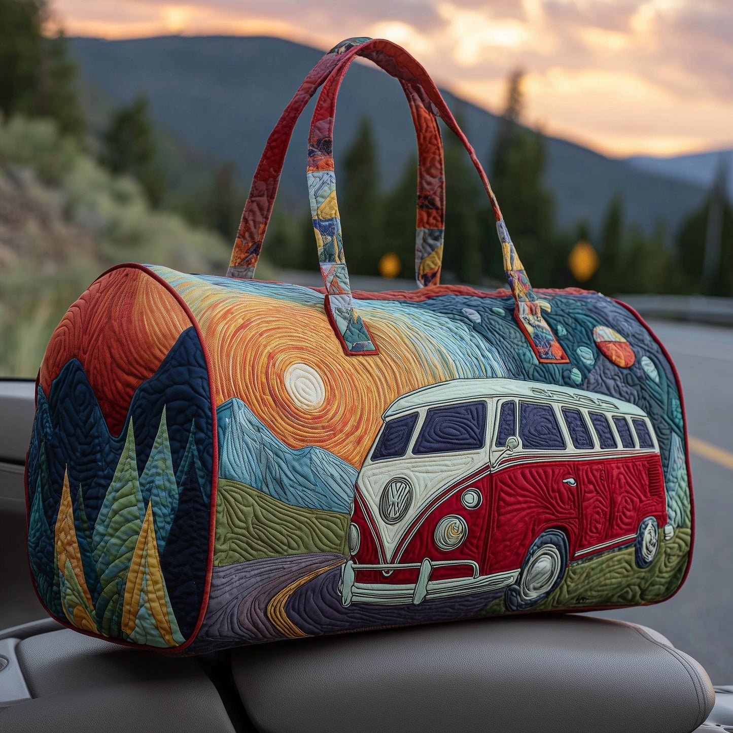 Hippie Van Quilted Duffle Bag
