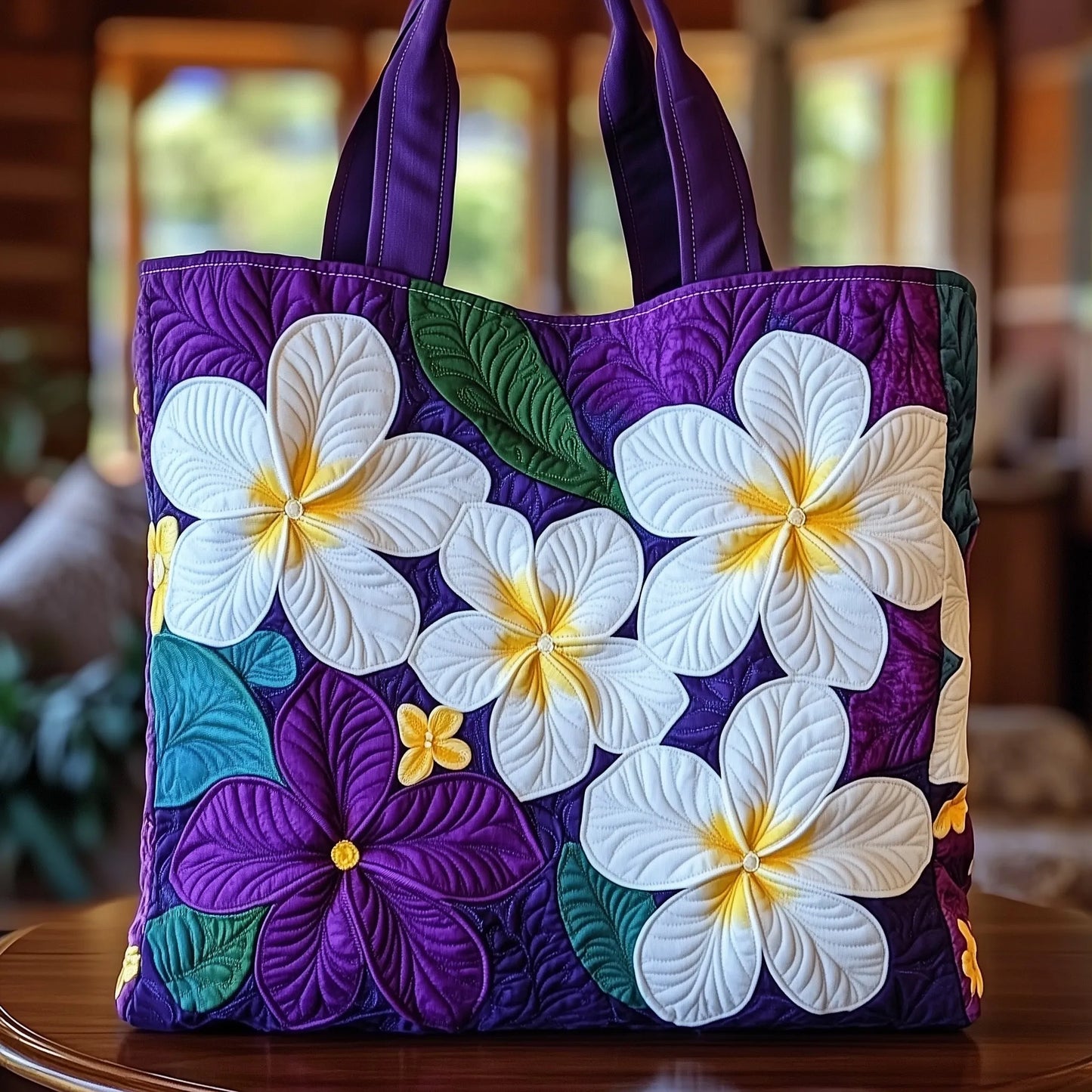 Plumeria Blossom Quilted Tote Bag