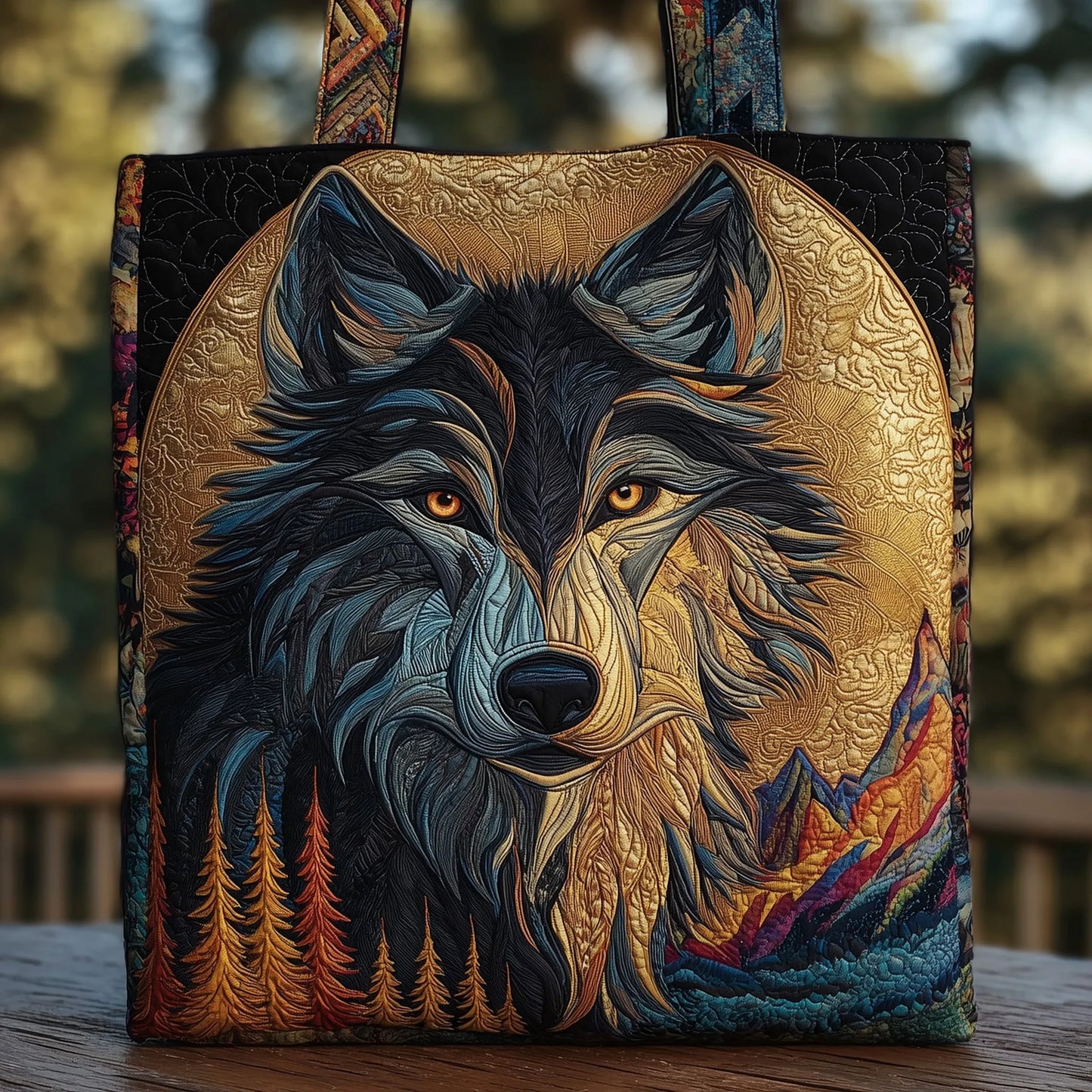Wolf Quilted Tote Bag