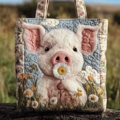 Happy Piggies Quilted Tote Bag