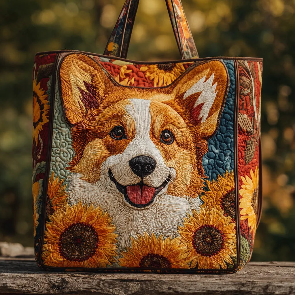 Corgi Quilted Tote Bag
