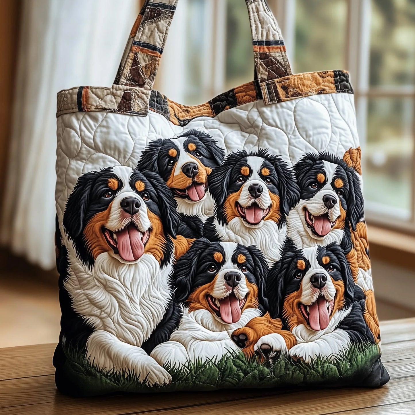 Bernese Mountain Quilted Tote Bag