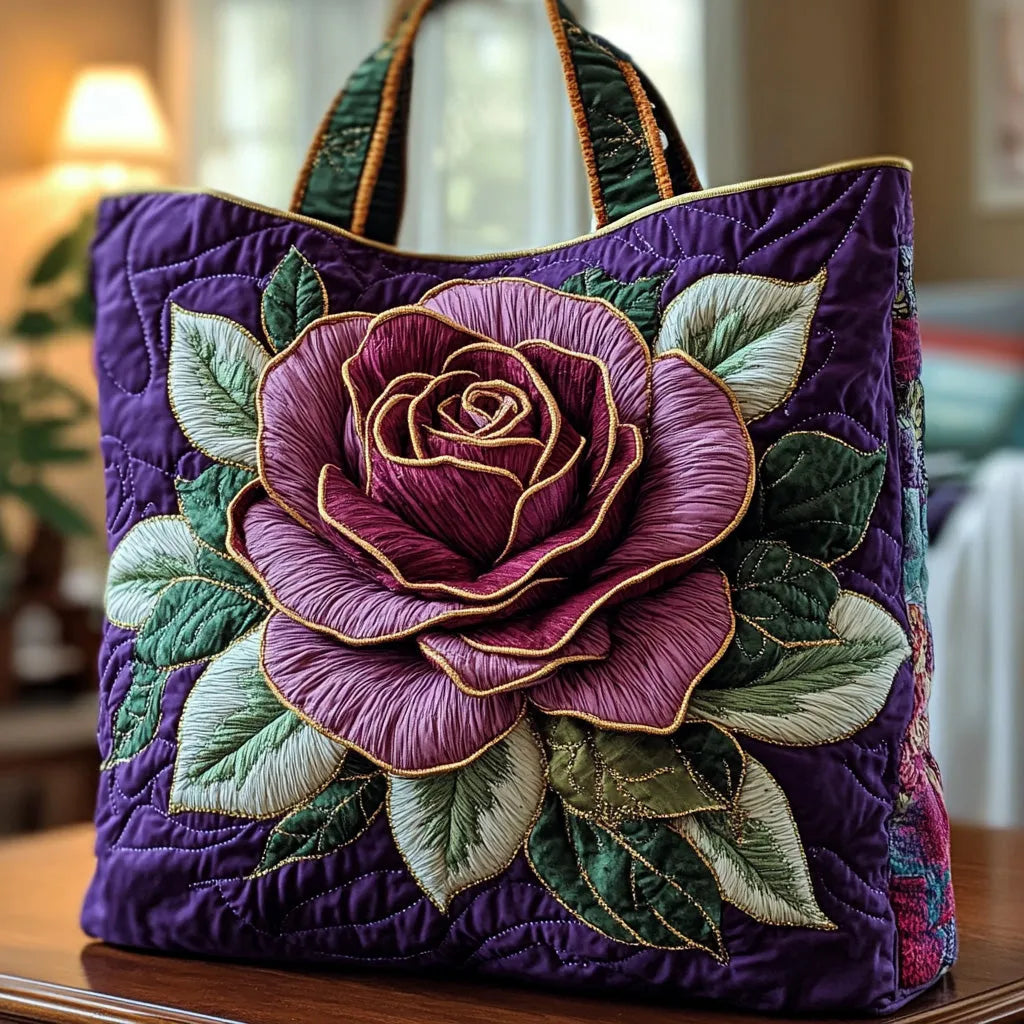 Vilolet Rose Quilted Tote Bag