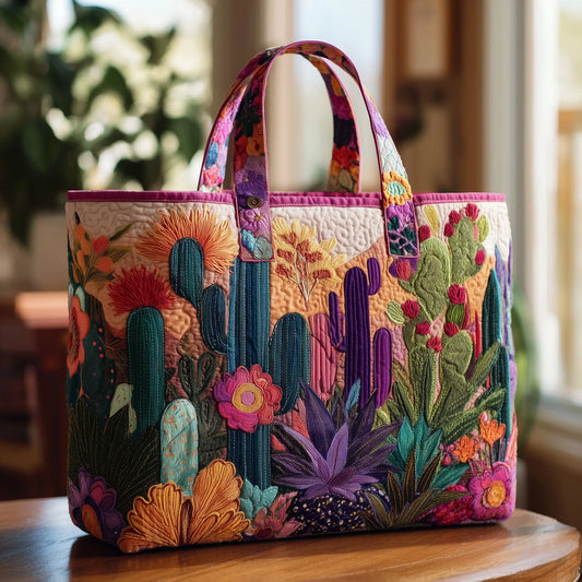Cacti Garden Quilted Tote Bag