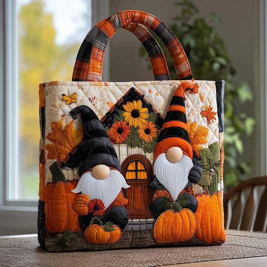 Fall For Gnomes Quilted Tote Bag