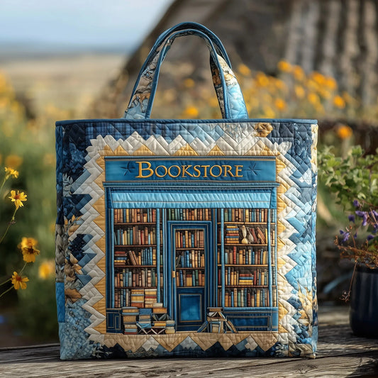 Charming Bookstore Quilted Tote Bag