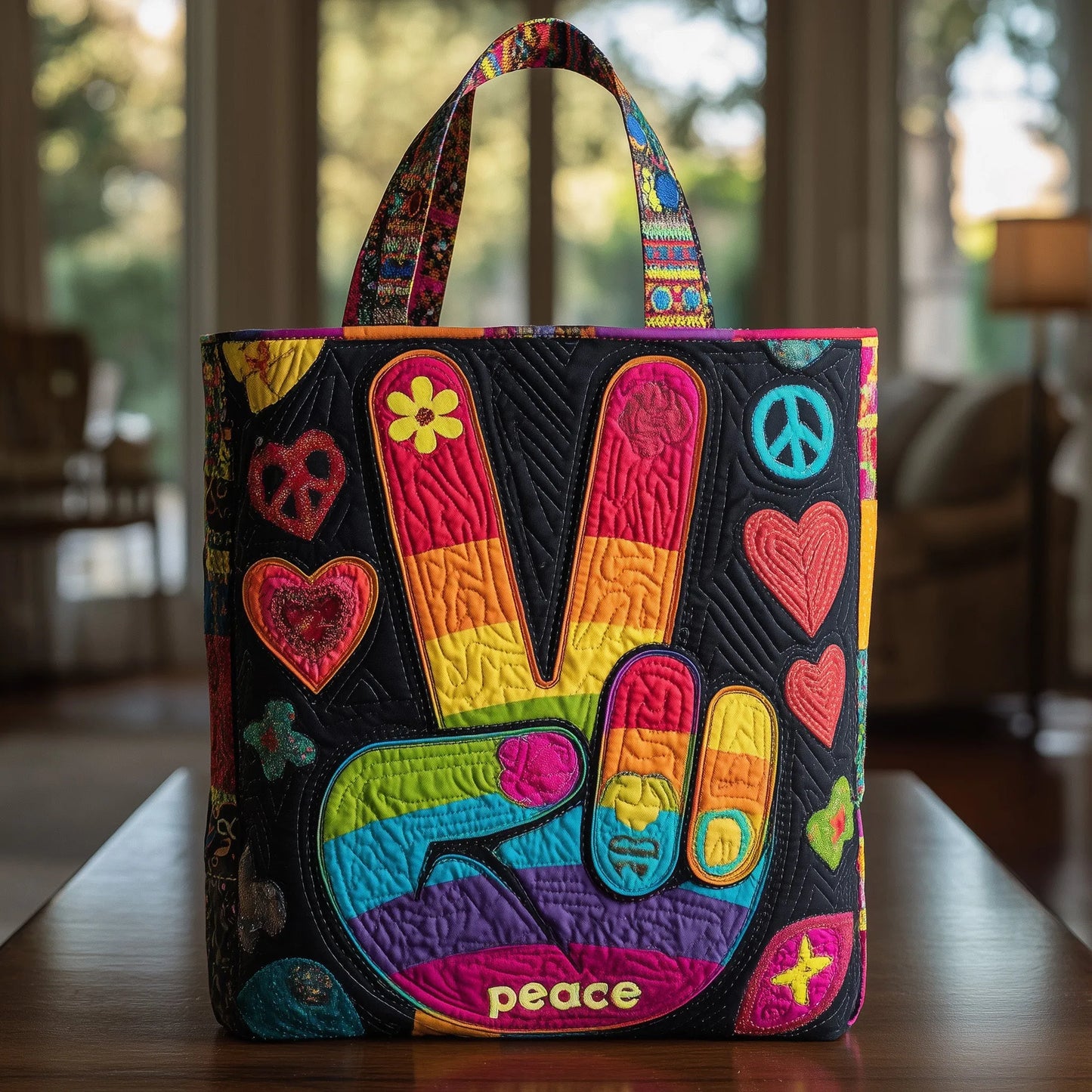 [ Next day shipment ] Hippie Vibe Quilted Tote Bag