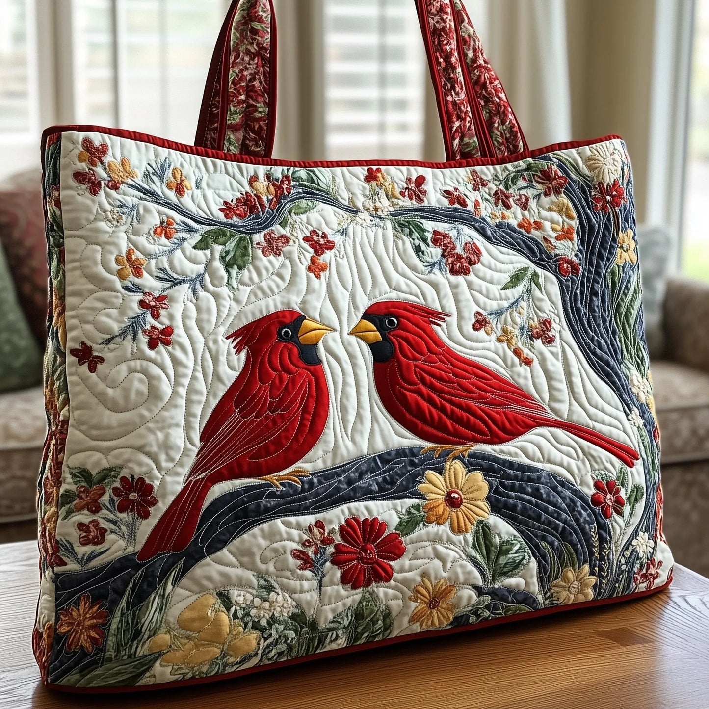 Cardinal Love Quilted Tote Bag