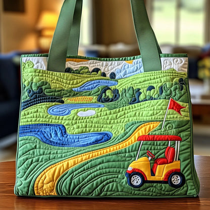 Golf Course Quilted Tote Bag
