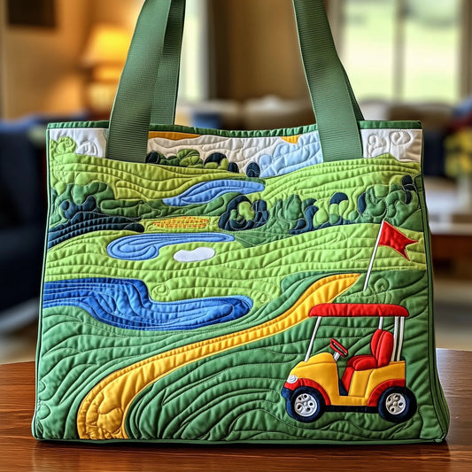 Golf Course Quilted Tote Bag