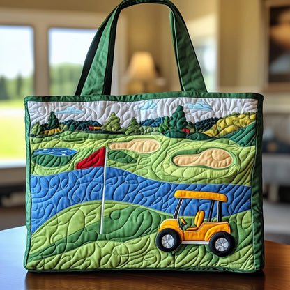 Golf Course Quilted Tote Bag
