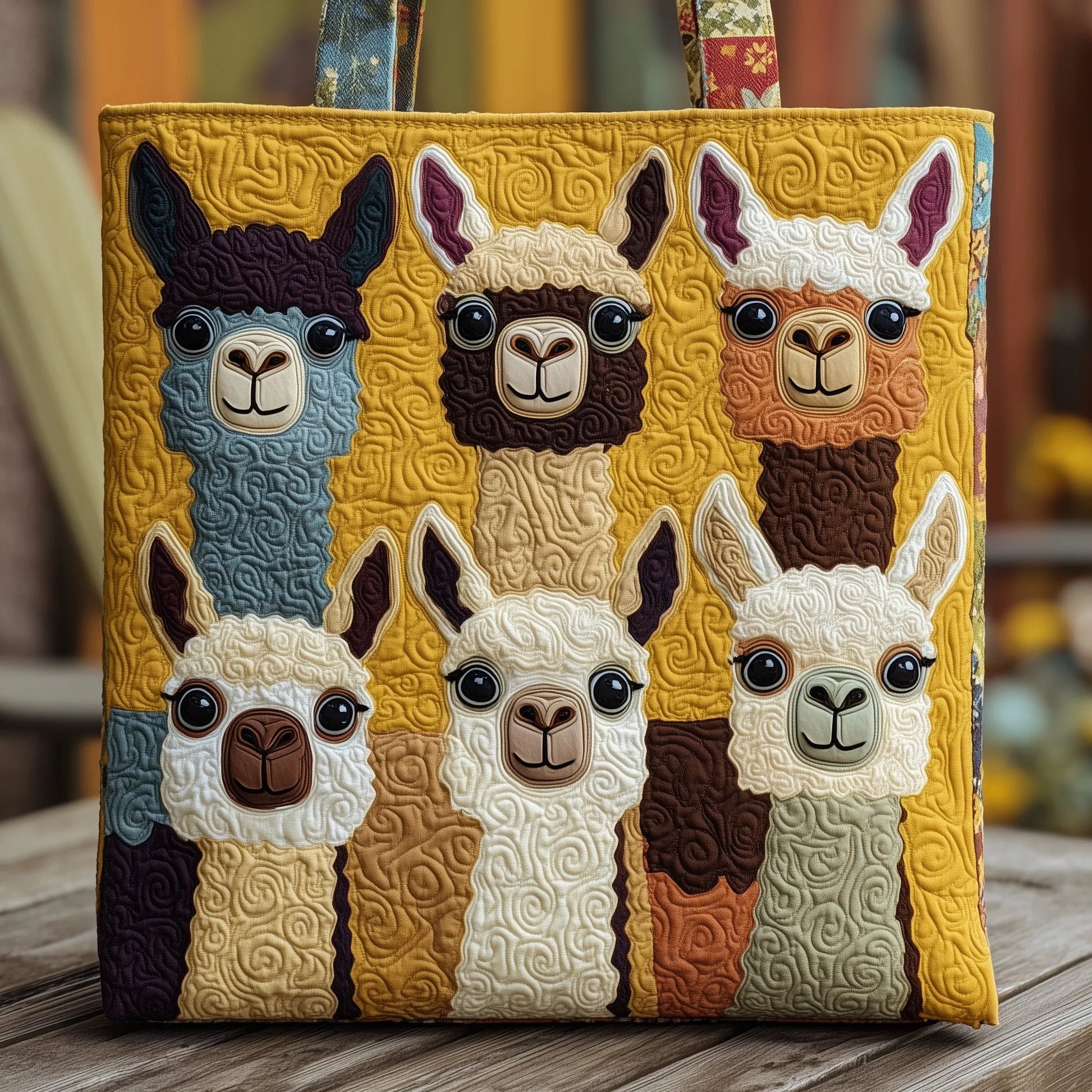 Llama Herd Quilted Tote Bag