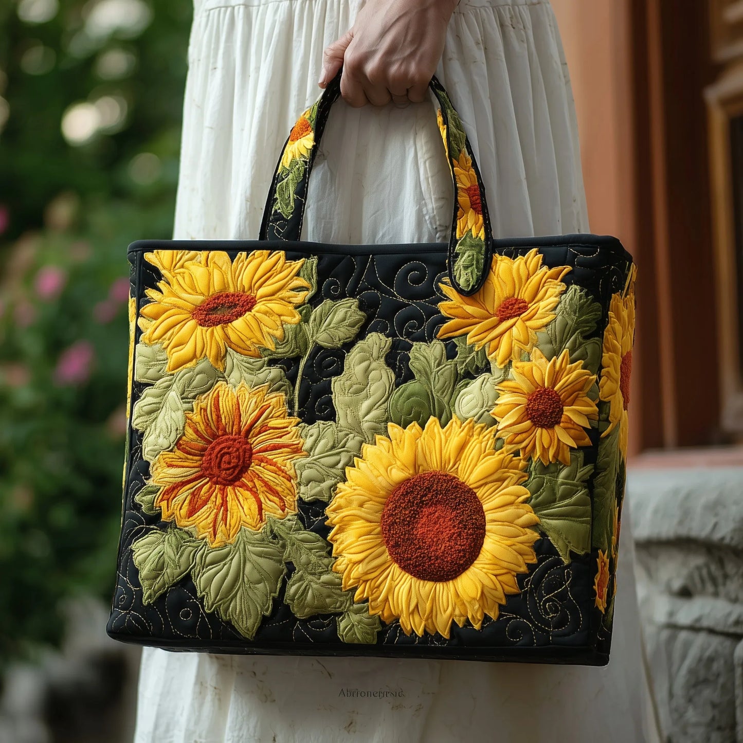 Sunflower Quilted Tote Bag