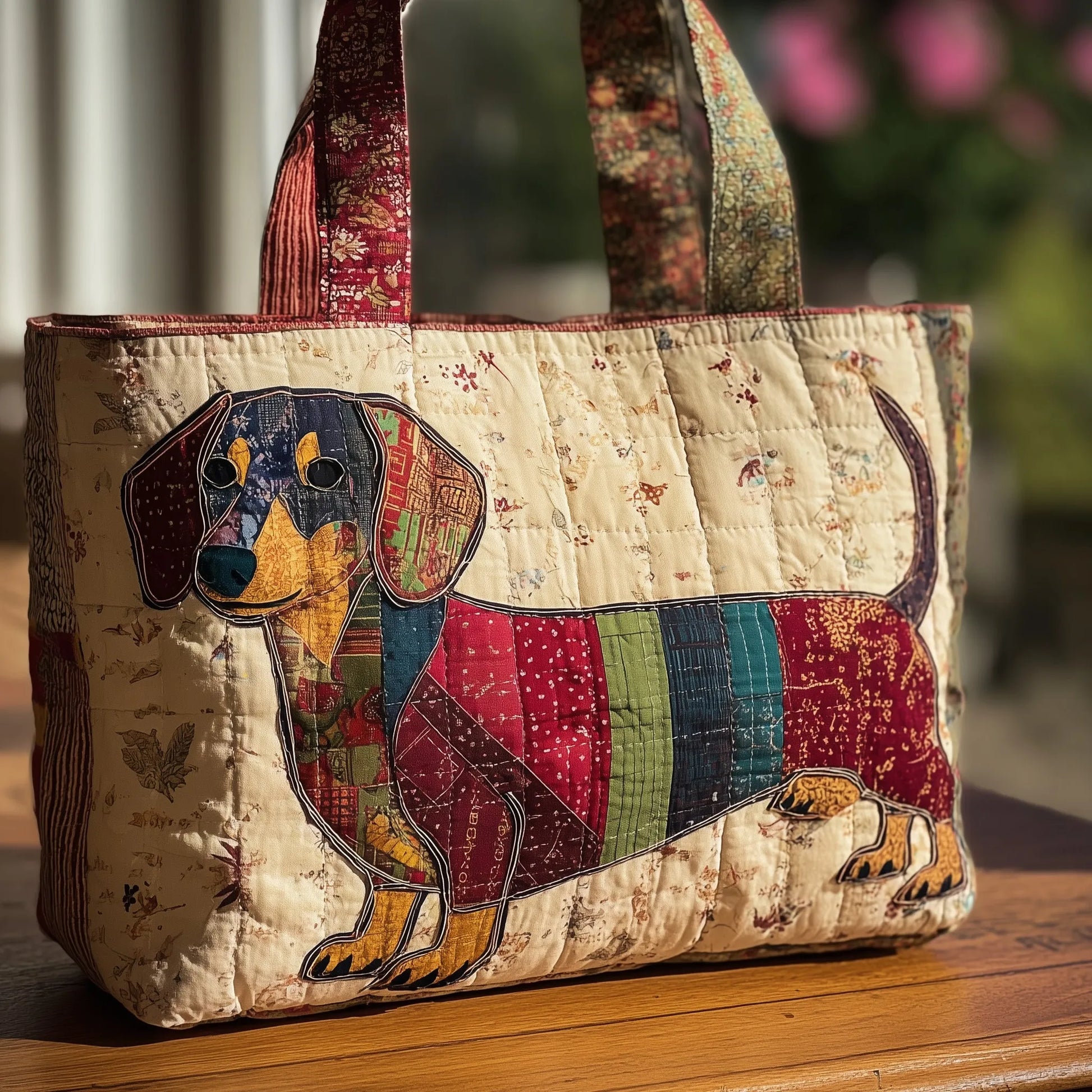 Adorable Dachshund Quilted Tote Bag