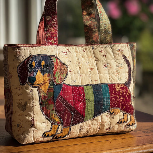 Adorable Dachshund Quilted Tote Bag