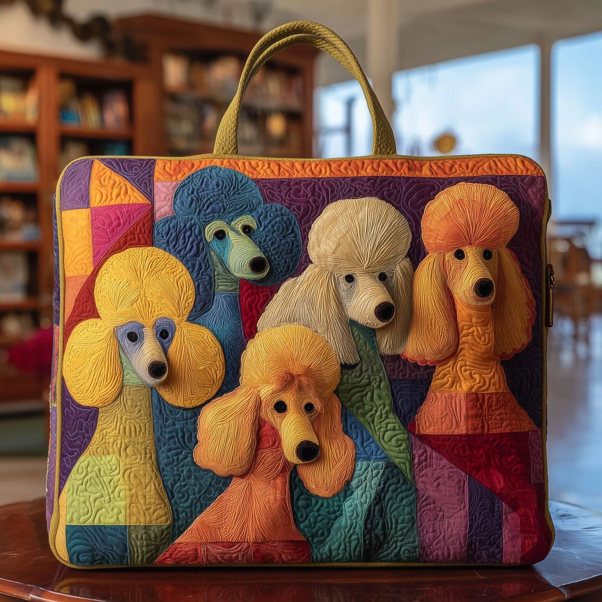 Cutesy Poodle Quilted Tote Bag